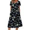 image:imageZEAGOO Womens Casual Dresses for Summer Short Sleeve Flare Midi Dress Loose Flowy Beach Sundress2602 Navy Flower