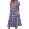 image:imageZEAGOO Womens Casual Dresses for Summer Short Sleeve Flare Midi Dress Loose Flowy Beach Sundress2602 Purple Flower