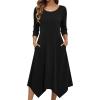 image:imageZeagoo Midi Dresses Women 2026 Spring Dress 34 Sleeve Casual Dresses with Pockets A Line Summer Beach SundressBlack