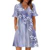 image:imageZeagoo Summer Casual Dresses for Women A Line Sun Dress Ruffle Short Sleeve V Neck Floral Tshirt Dress with PocketsGrey Floralprinted