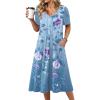 image:imageZeagoo Summer Dress for Women Casual Floral Midi Sundress with Pockets V Neck Pleated Short Sleeve Aline Beach Vacation DressAfloral3