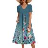 image:imageZeagoo Summer Dress for Women Casual Floral Midi Sundress with Pockets V Neck Pleated Short Sleeve Aline Beach Vacation DressFloral7