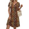 image:imageZeagoo Womens Casual Dresses with Pockets Summer Floral VNeck ALine Tshirt Dress Short Sleeve Mini Dress Beach SundressA01multicolor