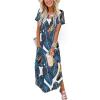 image:imageZeagoo Womens Maxi Summer Dress with Pockets Casual Short Sleeve Sundress Trendy 2026 Curve Hem Long DressLeafprinted01