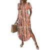 image:imageZeagoo Womens Maxi Summer Dress with Pockets Casual Short Sleeve Sundress Trendy 2026 Curve Hem Long DressPrinted044