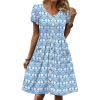image:imageZeagoo Womens Summer Dress Mini Petal Short Sleeve Dresses Pleated Button Down V Neck Floral Beach Swing Vacation Dress 2026Picture749