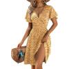image:imageZeagoo Womens Summer Dresses Wrap V Neck Dress Floral ALine Ruffle Sleeve Casual Sundress with Pockets 2026Yellow Floral 2