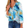 image:imageZEAGOO Button Down Shirt for Women Long Sleeve Blouses Floral Printed Tops Business Casual Work Outfits SXXLDblue Printed