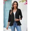 image:imageZeagoo Womens 2026 Summer 34 Sleeve Lightweight Cardigans Open Front Draped Ruffles Kimono CoverupsAblack
