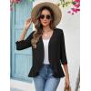 image:imageZeagoo Womens 2026 Summer 34 Sleeve Lightweight Cardigans Open Front Draped Ruffles Kimono CoverupsAblack