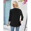 image:imageZeagoo Womens 2026 Summer 34 Sleeve Lightweight Cardigans Open Front Draped Ruffles Kimono CoverupsAblack