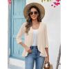 image:imageZeagoo Womens 2026 Summer 34 Sleeve Lightweight Cardigans Open Front Draped Ruffles Kimono CoverupsBeige