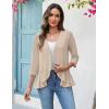 image:imageZeagoo Womens 2026 Summer 34 Sleeve Lightweight Cardigans Open Front Draped Ruffles Kimono CoverupsKhaki