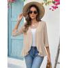 image:imageZeagoo Womens 2026 Summer 34 Sleeve Lightweight Cardigans Open Front Draped Ruffles Kimono CoverupsKhaki