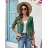 image:imageZeagoo Womens 2026 Summer 34 Sleeve Lightweight Cardigans Open Front Draped Ruffles Kimono CoverupsMz839