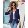 image:imageZeagoo Womens 2026 Summer 34 Sleeve Lightweight Cardigans Open Front Draped Ruffles Kimono CoverupsNavy Blue