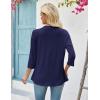 image:imageZeagoo Womens 2026 Summer 34 Sleeve Lightweight Cardigans Open Front Draped Ruffles Kimono CoverupsNavy Blue