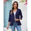 image:imageZeagoo Womens 2026 Summer 34 Sleeve Lightweight Cardigans Open Front Draped Ruffles Kimono CoverupsNavy Blue