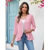 image:imageZeagoo Womens 2026 Summer 34 Sleeve Lightweight Cardigans Open Front Draped Ruffles Kimono CoverupsPink