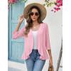 image:imageZeagoo Womens 2026 Summer 34 Sleeve Lightweight Cardigans Open Front Draped Ruffles Kimono CoverupsPink