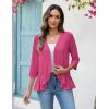 image:imageZeagoo Womens 2026 Summer 34 Sleeve Lightweight Cardigans Open Front Draped Ruffles Kimono CoverupsRose