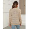 image:imageZeagoo Womens Lightweight Crochet Cropped Cardigan 2026 V Neck Long Sleeve Button up Bolero Shrug SweaterKhaki