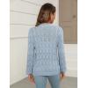 image:imageZeagoo Womens Lightweight Crochet Cropped Cardigan 2026 V Neck Long Sleeve Button up Bolero Shrug SweaterLight Blue