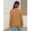 image:imageZeagoo Womens Lightweight Crochet Cropped Cardigan 2026 V Neck Long Sleeve Button up Bolero Shrug SweaterLight Brown