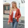 image:imageZeagoo Womens Lightweight Crochet Cropped Cardigan 2026 V Neck Long Sleeve Button up Bolero Shrug SweaterRed