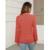 image:imageZeagoo Womens Lightweight Crochet Cropped Cardigan 2026 V Neck Long Sleeve Button up Bolero Shrug SweaterRed