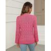 image:imageZeagoo Womens Lightweight Crochet Cropped Cardigan 2026 V Neck Long Sleeve Button up Bolero Shrug SweaterRose