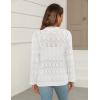 image:imageZeagoo Womens Lightweight Crochet Cropped Cardigan 2026 V Neck Long Sleeve Button up Bolero Shrug SweaterWhite