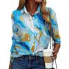 image:imageZEAGOO Button Down Shirt for Women Long Sleeve Blouses Floral Printed Tops Business Casual Work Outfits SXXLDblue Printed