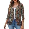 image:imageZeagoo Womens 2026 Summer 34 Sleeve Lightweight Cardigans Open Front Draped Ruffles Kimono CoverupsAmz721