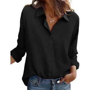 image:imageZEAGOO Button Down Shirt for Women Long Sleeve Blouses Floral Printed Tops Business Casual Work Outfits SXXLBblackstain Shield