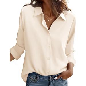 image:imageZEAGOO Button Down Shirt for Women Long Sleeve Blouses Floral Printed Tops Business Casual Work Outfits SXXLCbeigestain Shield