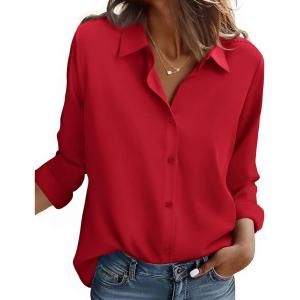 image:imageZEAGOO Button Down Shirt for Women Long Sleeve Blouses Floral Printed Tops Business Casual Work Outfits SXXLCredstain Shield