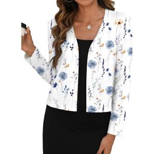 image:imageZeagoo Womens Lightweight Summer Cardigan Cropped Long Sleeve Shrug Thin Open Front Sheer Bolero for DressesPrinted Floral Bf290