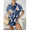 image:imageZeagoo Hawaiian Shirts for Women Tropical Floral Button Down Short Sleeve Blouses Summer Beach Shirt Vacation TopsAdark Blue