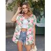 image:imageZeagoo Hawaiian Shirts for Women Tropical Floral Button Down Short Sleeve Blouses Summer Beach Shirt Vacation TopsApink Floral