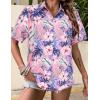image:imageZeagoo Hawaiian Shirts for Women Tropical Floral Button Down Short Sleeve Blouses Summer Beach Shirt Vacation TopsApink Tropical