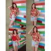 image:imageZeagoo Hawaiian Shirts for Women Tropical Floral Button Down Short Sleeve Blouses Summer Beach Shirt Vacation TopsAred Tropical