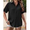 image:imageZeagoo Hawaiian Shirts for Women Tropical Floral Button Down Short Sleeve Blouses Summer Beach Shirt Vacation TopsBlack
