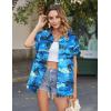 image:imageZeagoo Hawaiian Shirts for Women Tropical Floral Button Down Short Sleeve Blouses Summer Beach Shirt Vacation TopsBlue Hawaiian