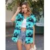 image:imageZeagoo Hawaiian Shirts for Women Tropical Floral Button Down Short Sleeve Blouses Summer Beach Shirt Vacation TopsGreen Hawaiian