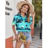 image:imageZeagoo Hawaiian Shirts for Women Tropical Floral Button Down Short Sleeve Blouses Summer Beach Shirt Vacation TopsGreen Hawaiian
