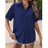 image:imageZeagoo Hawaiian Shirts for Women Tropical Floral Button Down Short Sleeve Blouses Summer Beach Shirt Vacation TopsNavy Blue
