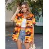 image:imageZeagoo Hawaiian Shirts for Women Tropical Floral Button Down Short Sleeve Blouses Summer Beach Shirt Vacation TopsOrange Hawaiian