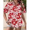 image:imageZeagoo Hawaiian Shirts for Women Tropical Floral Button Down Short Sleeve Blouses Summer Beach Shirt Vacation TopsRedwhite Floral