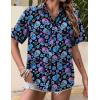 image:imageZeagoo Hawaiian Shirts for Women Tropical Floral Button Down Short Sleeve Blouses Summer Beach Shirt Vacation TopsZblue Skull